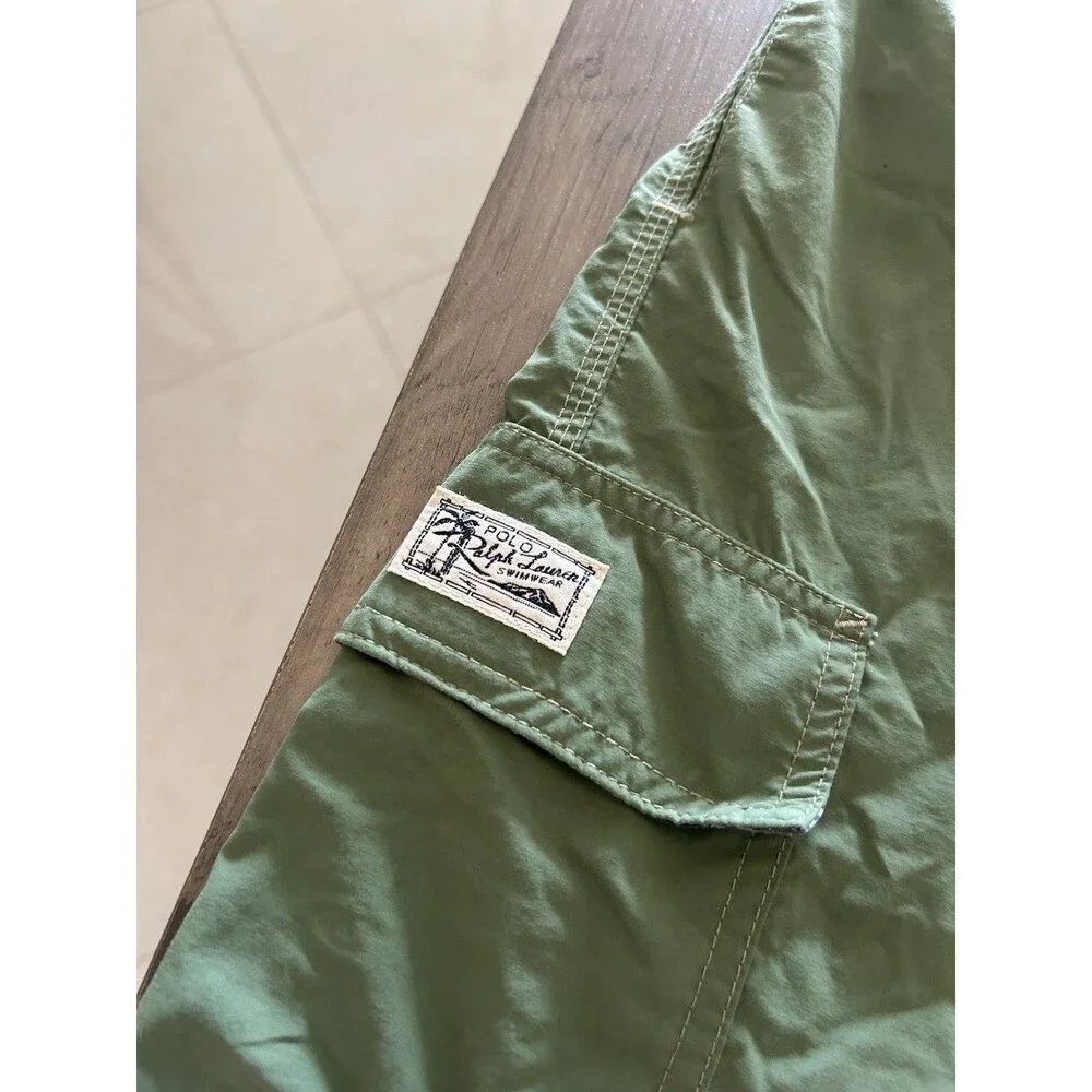 Polo Ralph Lauren Swim Shorts Mens M Green Cargo Quick Dry Board Trunks